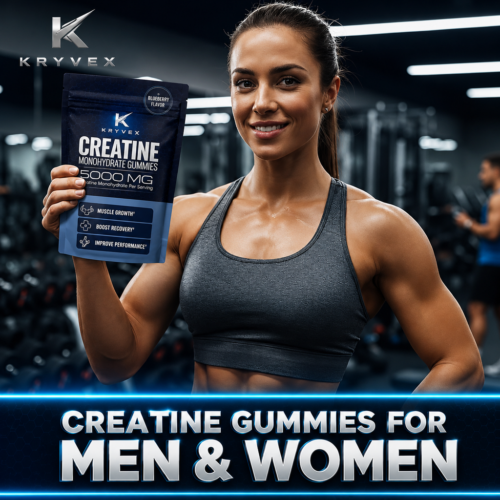 Kryvex Creatine Monohydrate Gummies — Blueberry, 60 Count